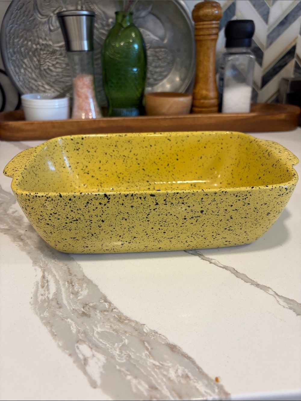 Speckled Yellow Ceramic Baking Dish